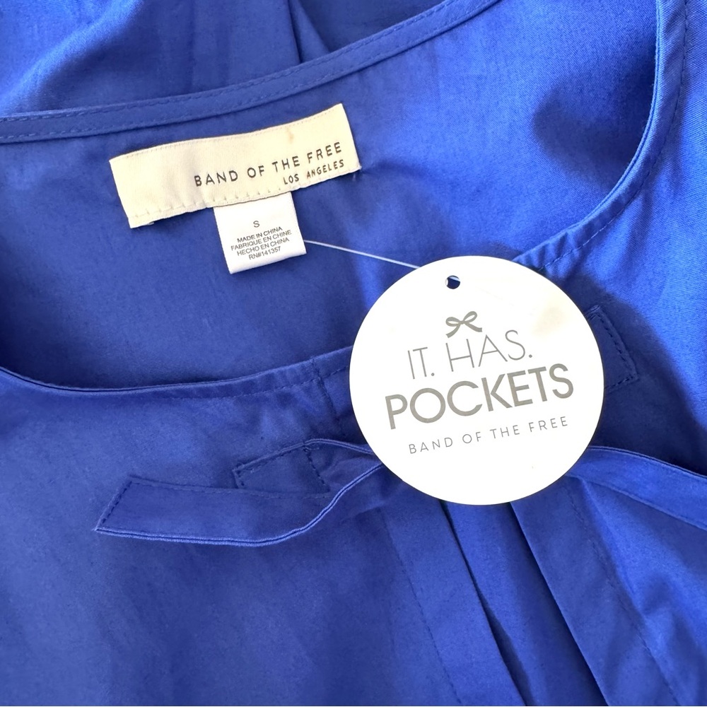 NWT blue tie-front 100% cotton popover dress S - Picture 8 of 11